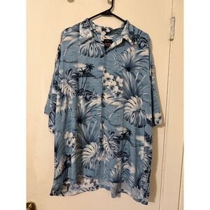 Harley Davidson Mens 3XL Hawaiian Shirt Short Sleeve Viscose Blue Tropical